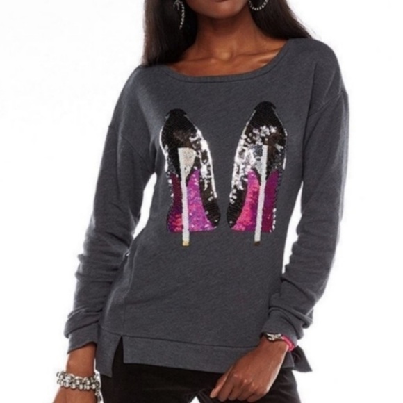 Juicy Couture Sweaters - Juicy Couture Vintage Sequins Pump High Heels Gray Long Sleeve Sweater